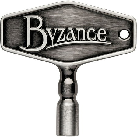 MEINL Byzance Drum Key - Antique Tin Functional and eye-catching  the look of the Byzance drum key by MEINL is symbolic of Byzance cymbals—dark and earthy  yet refined and precise. One side shows off the Byzance logo while the other features the MEINL logo. The antique tin plated finish adds a unique touch to its appearance  along with a contoured shape. Easy to tune with  the wing design is wide enough to make quick adjustments or head changes. A key ring hole allows you to attach the Byzance drum key to your everyday set of keys.