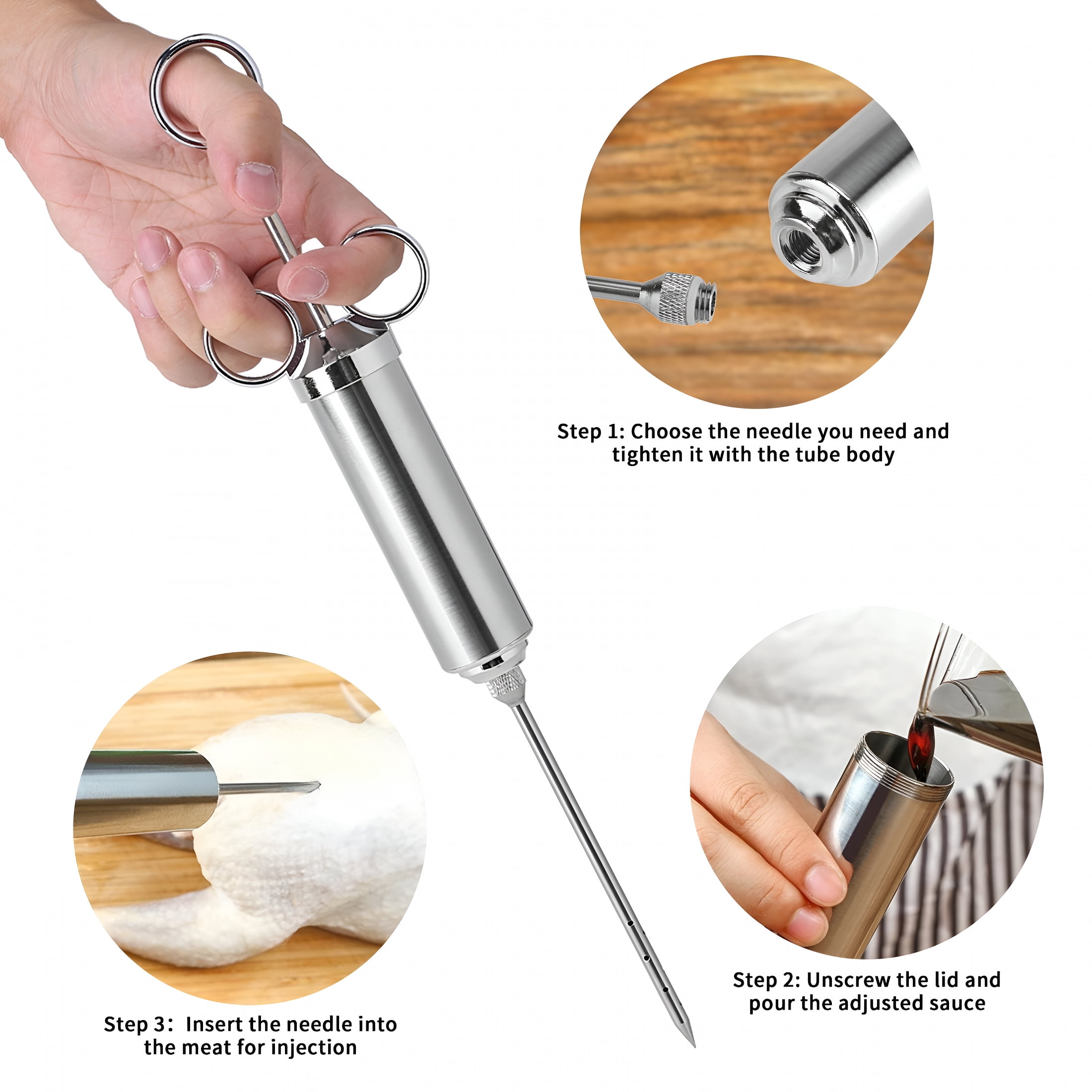ACDANC 2026 New Turkey Flavor Injector,Meat Injector,Stainless Steel 304 Marinade Injector Syringe for Kitchen,Bbq,Grilling,Cooking
