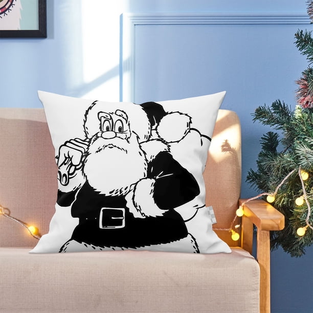 Funda de almohada de terciopelo suave y agradable al tacto, con estampado digital a color, ideal para decorar la sala de estar con motivos navideños.