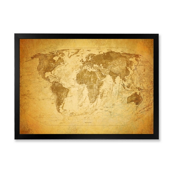 Designart 'Ancient World Map X' Vintage Framed Art Print
