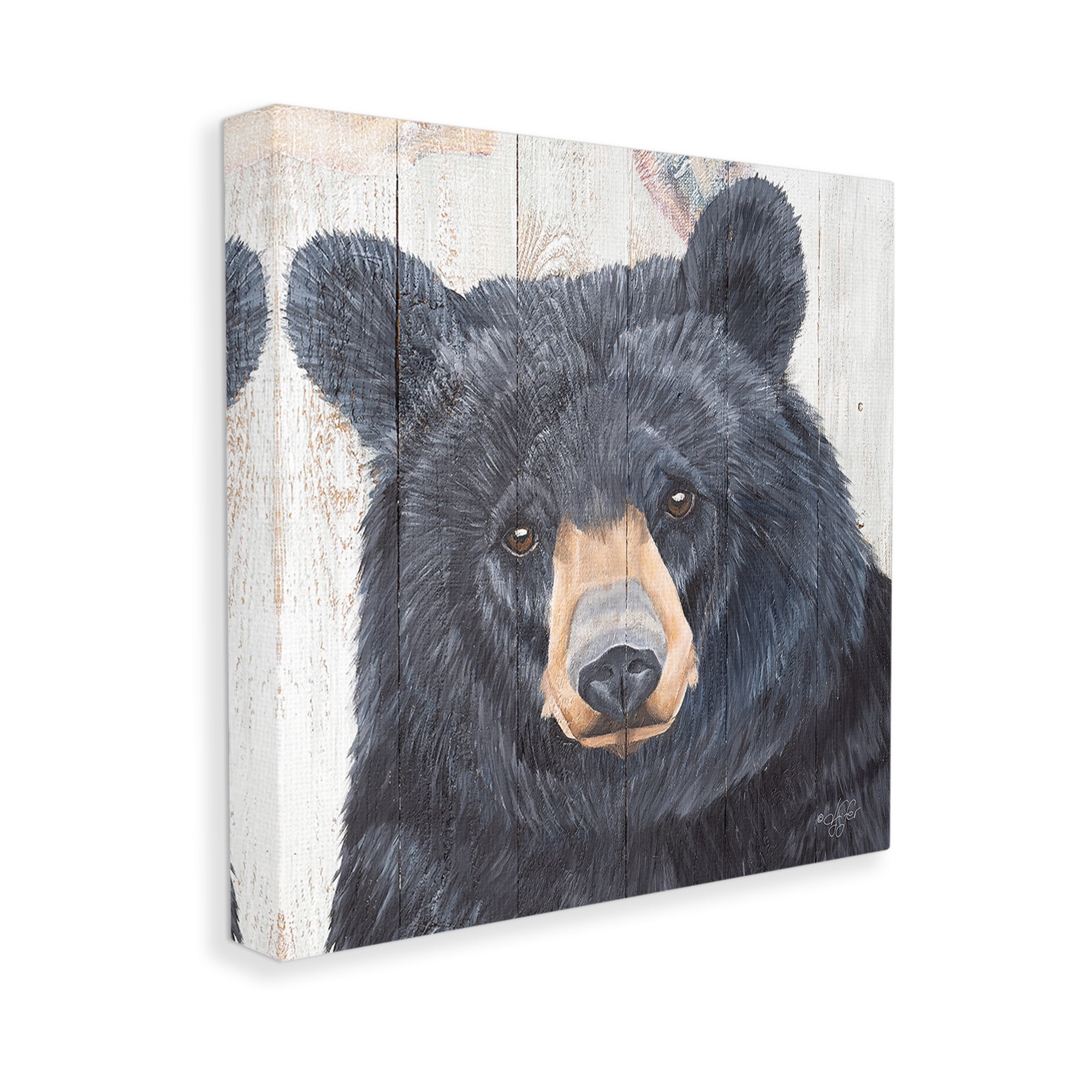 Stupell Industries Rustic Black Bear Animals & Insects Painting Gallery Wrapped Canvas Art Print Wall Art, 24 x 24