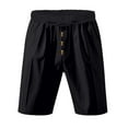 thumbnail image 4 of Mens Shorts Qiggri Men Versatile Fashion Solid Color Button Drawstring Elastic Waist Flax Shorts Mens Athletic Shorts, 4 of 8