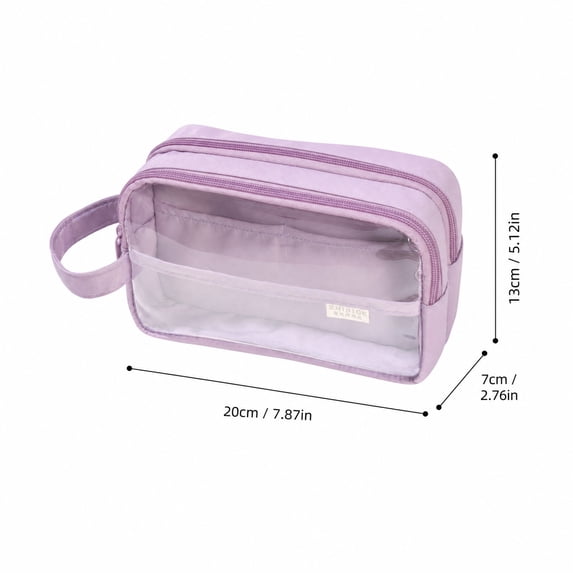 Pencil Pouch Pen Case Stationery Bag with Clear Insert for Teens College Students (Blue)