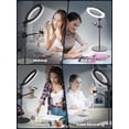 thumbnail image 2 of LUXSURE Anillo de luz para escritorio con soporte, soporte para cámara/teléfono con luces de anillo de 10,5 pulgadas para iPhone, trípode para teléfono con iluminación ajustable para grabación de víde, 2 of 4