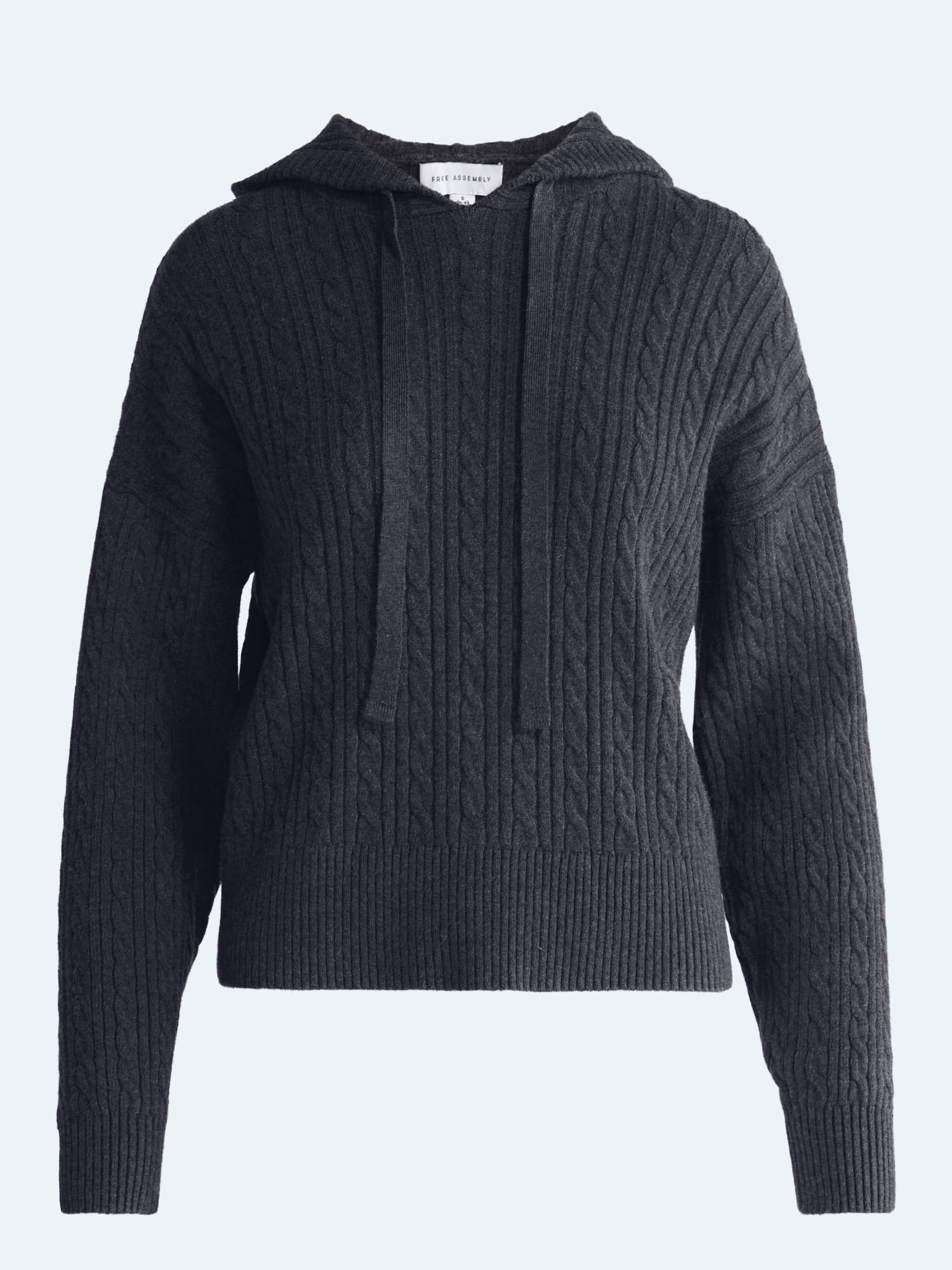 Free Assembly Women's and Women's Plus Cozy Yarn Cable Knit Hoodie Sweater, Midweight, Sizes XS-4X