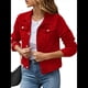 thumbnail image 1 of Chaquetas Vaqueras para Mujer, Básicas, de Larga, con Botones, Estilo Corto, A Rojo L, 1 of 7