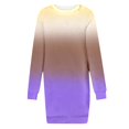 thumbnail image 2 of Ovafbau Women Fall Long Sleeve Prited Midi Dress Women's Print Crewneck Long Sleeve Dress Fall Dresses, 2 of 5