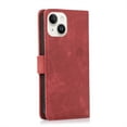 thumbnail image 3 of Nalacover Slim Wallet Case for iPhone 14, for Women Men, Embossed Pattern PU Leather Shockproof Magnetic Clasp Credit Card Slots Flip Kickstand Phone Case+Wrist Strap,Red, 3 of 8