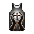 thumbnail image 5 of UVEASISHA Men's Christian Cross 3D Print Tank Top Crew Neck Sleeveless Shirts Faith Graphic Tee Breathable Lightweight Casual Top for Church Daily Wear Streetwear Gray M, 5 of 6