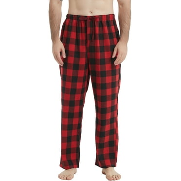Onimisc Mens Pajama Pants Flannel Plaid Cotton Sleep Lounge Pants Warm Sleepwear Pants PJ Bottoms with Pockets and Button Fly, 1 Pack