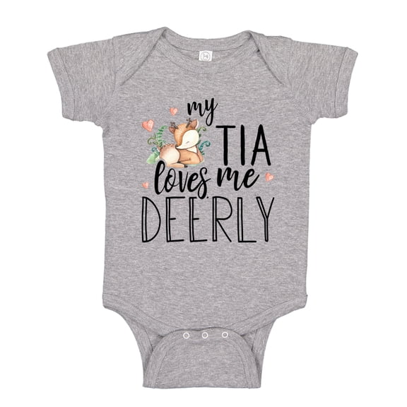 My Tia Loves Me Deerly Baby Bodysuit One Piece NB Athletic Heather