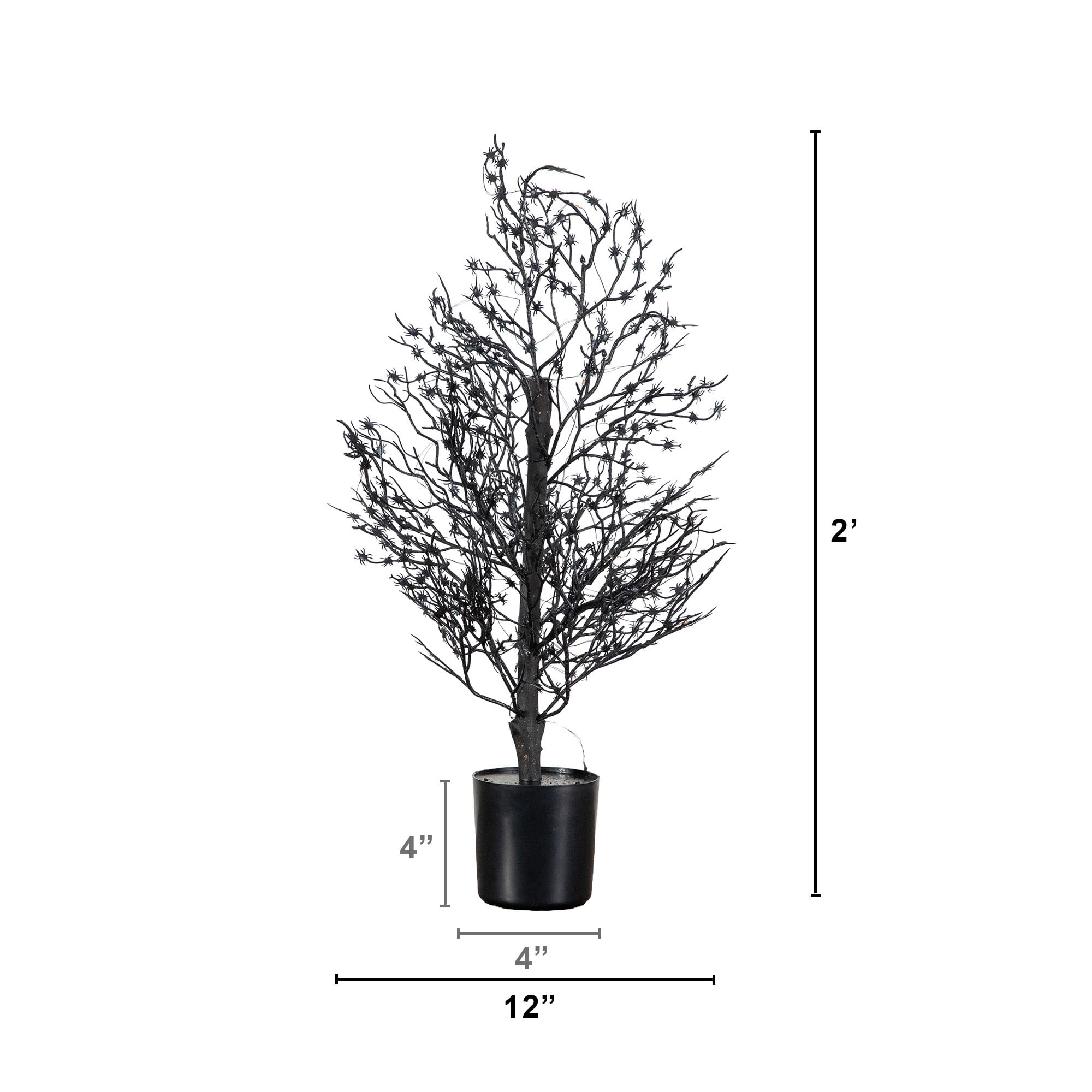 2ft. Pre-Lit Artificial Halloween Spider Twig Tree with 50 Orange & Purple LED Lights