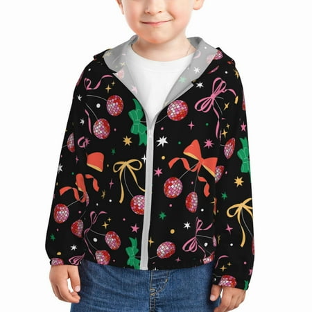 

Sun Hoodie for Kids Disco Mirror Ball Long Sleeve Swim Fishing Shirts Sun Protection Zip Up Jacket Clothing Athletic Hoodie