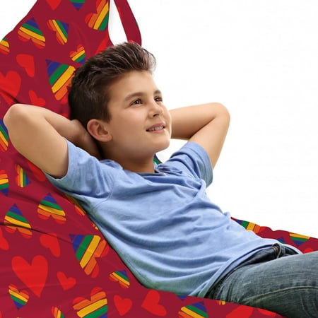 

Pride Lounger Chair Bag Queer Hearts in Rainbow Colours LGBTQ Symbol Love Wins Alternative Feminism High Capacity Storage with Handle Container Lounger Size Ruby Blue and Green by Ambesonne