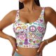 thumbnail image 1 of Fotbe Peace Love and Dove Flower Power Sujetador Deportivo Largo sin Aros para Mujer con Almohadillas y Soporte Medio, Transpirable y Absorbente, Camiseta Tipo Chaleco o Tank Top-XX-Large, 1 of 8