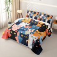 thumbnail image 3 of Manfei Abstract Cartoon Cat Quilt Full, Vivid Kitten Full Bedspread Sets, Multicolor, 3pcs, 1 Coverlet and 2 Pillowcases, 3 of 7