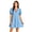 Light Blue, variant on Women's Notched Puff Sleeve Swing Dress 100% Cotton Lightweight Everyday Dress for Spring Summer and Casual Office Wear