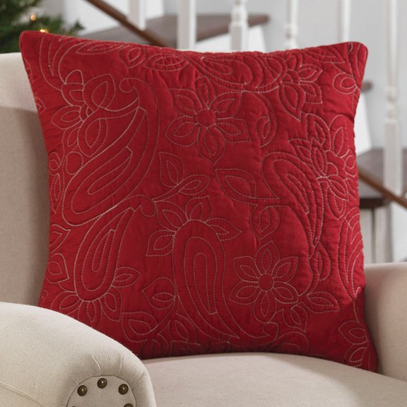 HomeMagic Decorative Pillow Cover, 18" x 18", Red Quilted