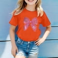 thumbnail image 1 of Hauts et Chemises pour Filles, T-Shirts Décontractés à Motif de Lettres Multicolores, Col Rond, Manches Courtes pour Filles, 1 of 3