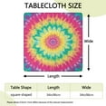 thumbnail image 2 of Colorful Rainbow Tie Dye Spiral Pattern Square Fitted Tablecloth with Elastic Edge,Square Table Cover,Washable Elastic Table Cover for Home Kitchen Party Decor 34"x34", 2 of 6