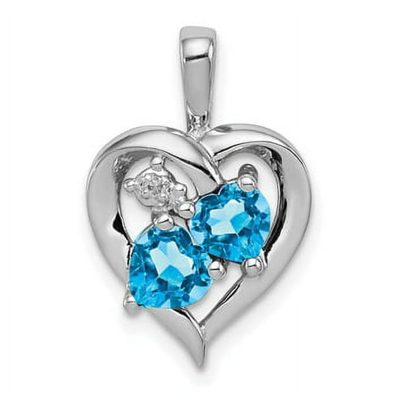Lex & Lu Sterling Silver Blue Topaz Diamond Pendant LAL115285