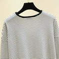 thumbnail image 5 of Annhoo Women Tops Casual V Neck Block Color Stripe Comfortable Long Sleeve Shirts Loungewear Clothes, 5 of 6