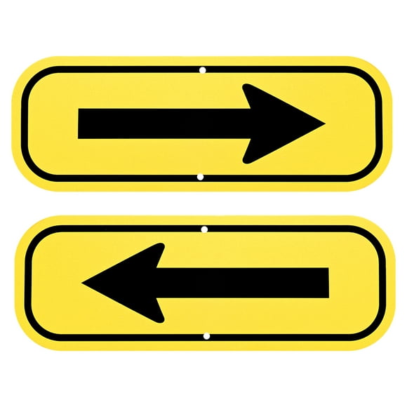 Uxcell 2-Pack Señales de Flecha Negras, 9.84 x 3.54 Señal de Flecha Reflectante de Un Solo Sentido para Decoraciones de Jardín y Césped al Aire Libre, Señal de Calle [Amarillo/Negro]