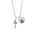 thumbnail image 2 of Delight Jewelry Silvertone Flamingo with Dangle Legs Silvertone Script Initial Disc - & - Charm Necklace, 20"+3", 2 of 4