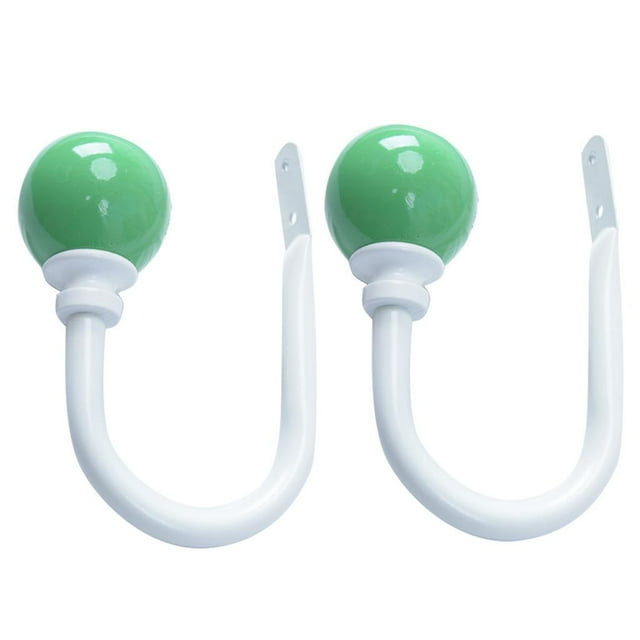 GUOOL 2pcs Home Curtain Holdbacks With Mounting Hardware Decorative Drape Tieback Hooks With Floral Finials For Home Decor Green