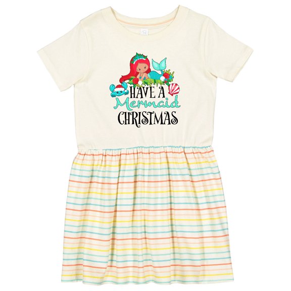 Inktastic Have a Mermaid Christmas with Crab and Seashell Girls Toddler Dress
