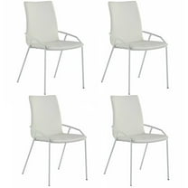 Milan Ariana White Faux Leather Side Chair with Matte White Frame (Set of 4)