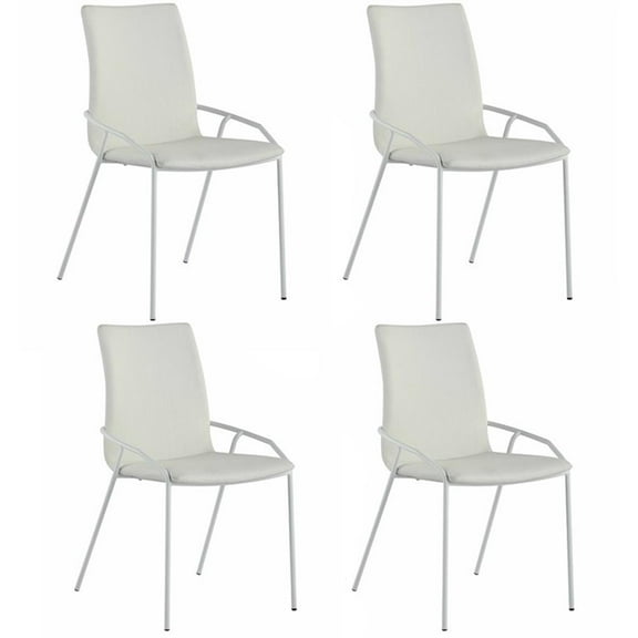 Milan Ariana White Faux Leather Side Chair with Matte White Frame (Set of 4)