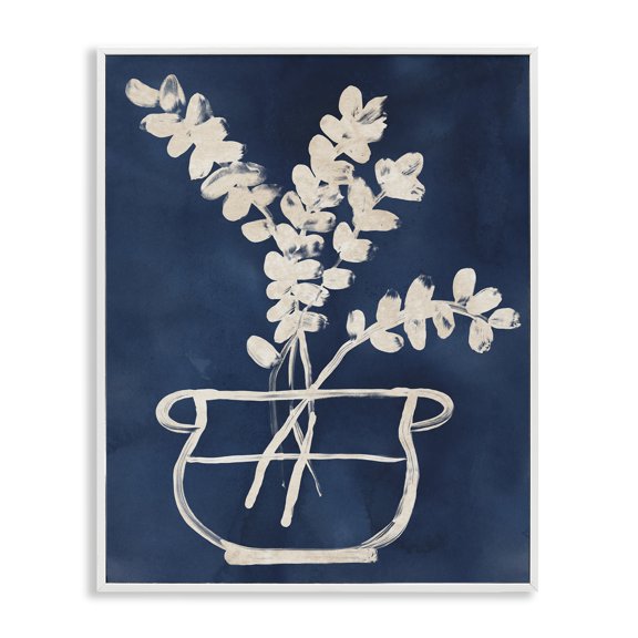 Stupell Industries Contemporary Abstract Leaves Botanical Outline White Framed Giclee Art, 24 x 30, by June Erica Vess