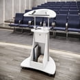 thumbnail image 5 of Techni Mobili Sit-to-Stand Rolling Adjustable Laptop Cart with Storage, White RTA-B005-WHT, 5 of 12
