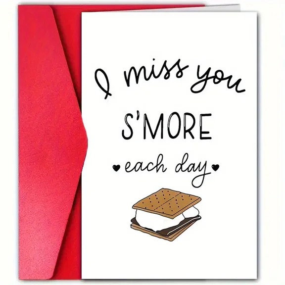I Miss You S'More Each Day Greeting Card – Cute Blank Card with Envelope for Friends, Family, or Loved Ones – Perfect for Any Occasion