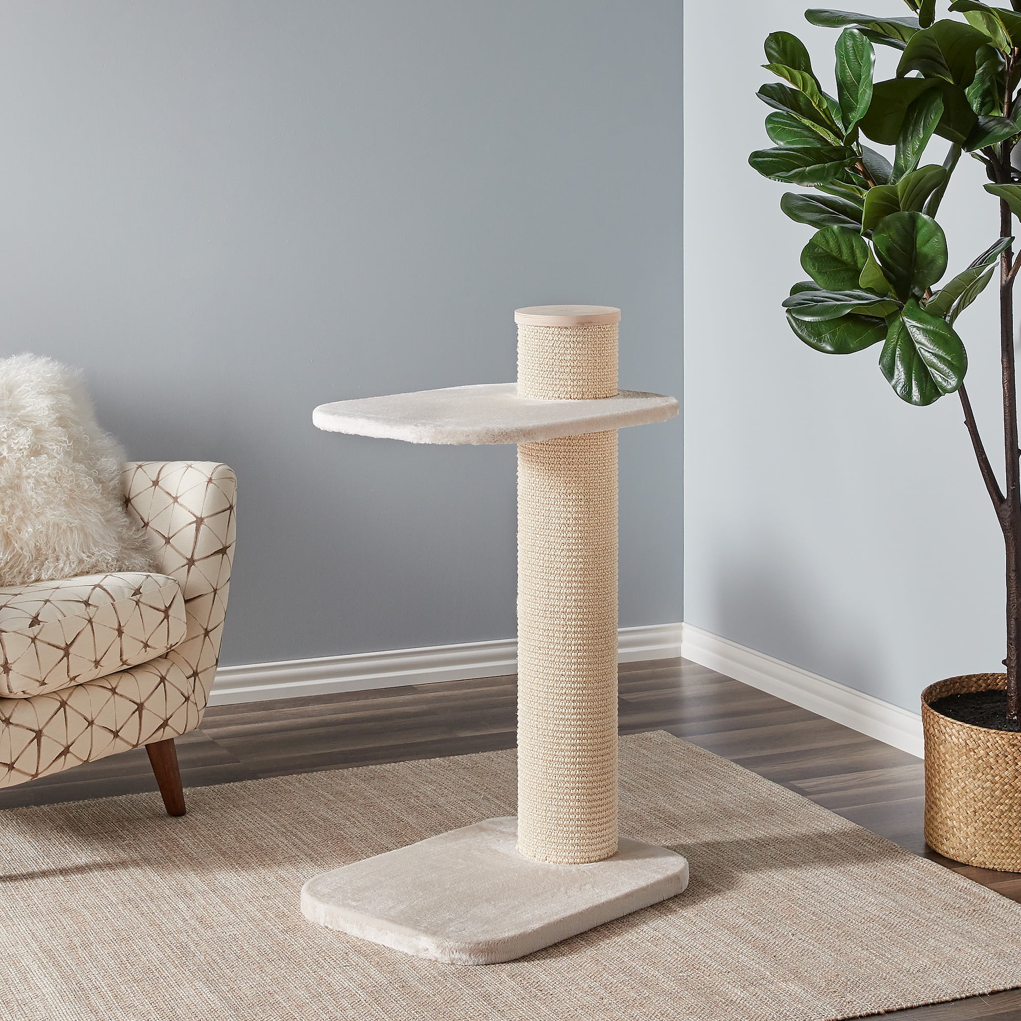 Two by Two Austin Cat Tree 2 - Beige Scratching Post Cat Furniture - 38.2 in. Tall