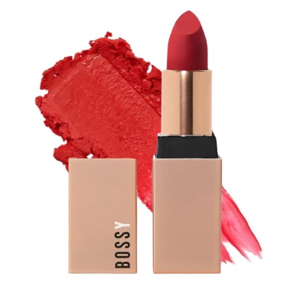 Bossy Cosmetics Lápiz labial vegano para mujer, lápiz labial hidratante mate de larga duración con vitamina E y aceite de semilla de sandía, maquillaje vegano, libre de parabenos y crueldad (ambicioso