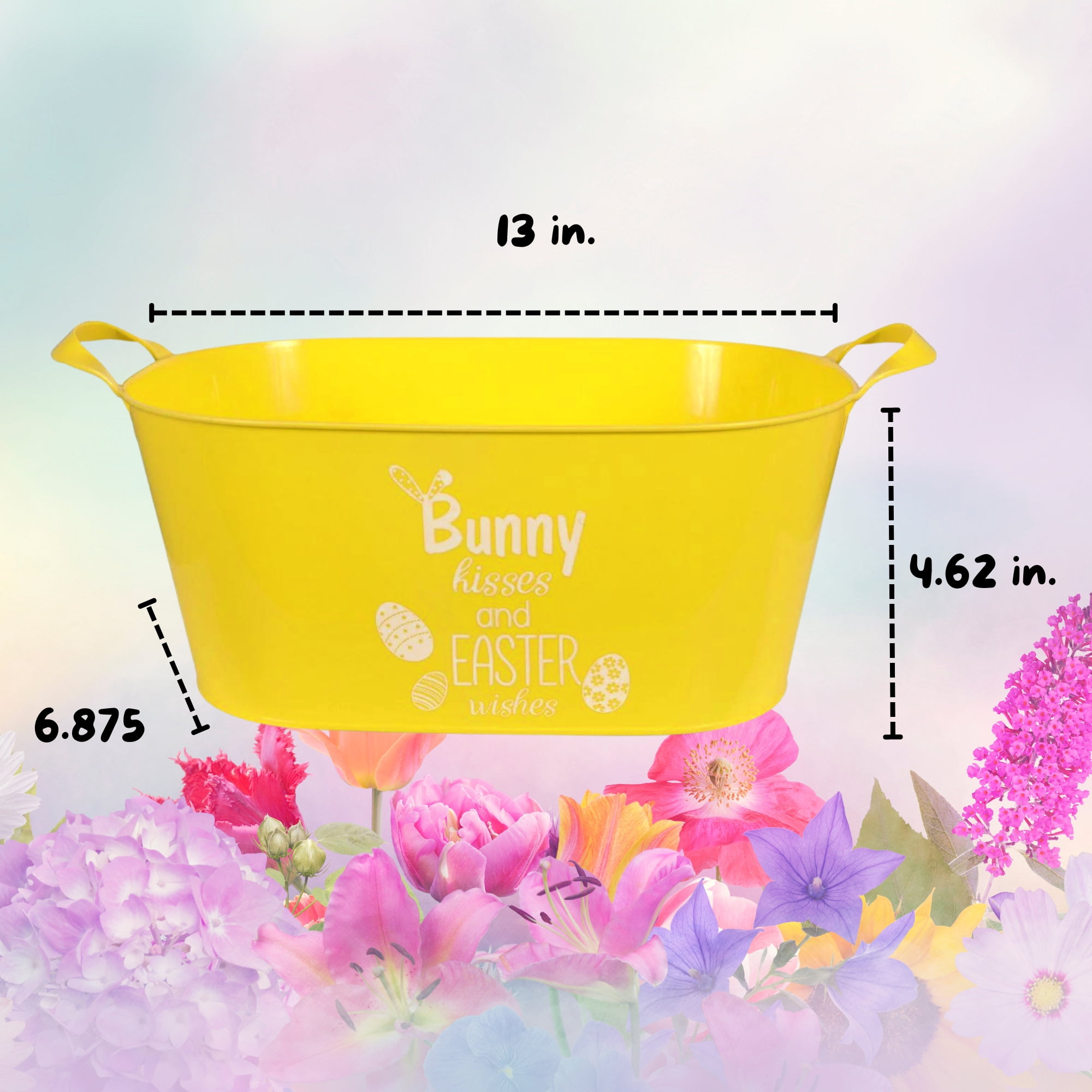 A1 Unlimited Plastic Oval Containers with Handles 13x6.875x4.625-in., Assorted Whimsical Colored Plastic Ice Bucket Baskets Cooler Easter Egg Hunt Stuff, 4ct. (Styles May Vary)