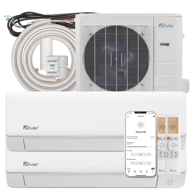 Senville 28000 BTU Dual Zone Mini Split Air Conditioner Heat Pump White