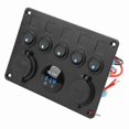 thumbnail image 3 of Boat Switch Panel, Waterproof 5 Gang Switch Plate Rocker Switch Panel 12-24V LED with Digital Voltmeter Backlit for Marine Boat RV Trailer Truck, 3 of 7