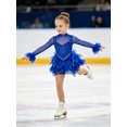 thumbnail image 4 of SiiRoh Kids Girls Long Sleeve Shiny Rhinestone Sheer Mesh Feather Figure Skating Ballet Dance Gymnastics Acrobatics Tutu Leotard Dress Blue 8, 4 of 6