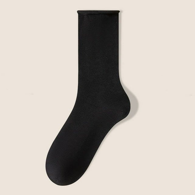 Limited Stock,Women's Mid-calf Socks, Solid Color, Comfortable Warm, Breathable Multicolor, For Daily Wear, Long-lasting, Seamless Toe, Machine Washable Relaxed Comfort|Cotton,Black
