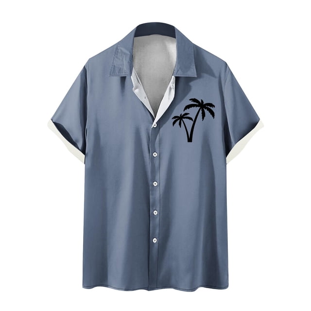 Camisas de Manga Larga para Hombres Blusa Cómoda de Cuello de Impresión, Camisa Casual de Poliéster para Uso Diario, de Fiesta Y de Primavera de Verano