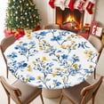 thumbnail image 5 of Round Tablecloth Blue Yellow Florl Print Elastic Edge Fitted Rustic Wild Flowers Pattern Plastic Table Cover,Waterproof Oil Proof for Dinner,Outdoor, Picnic, 55"- 60" DIA Tables, 5 of 9