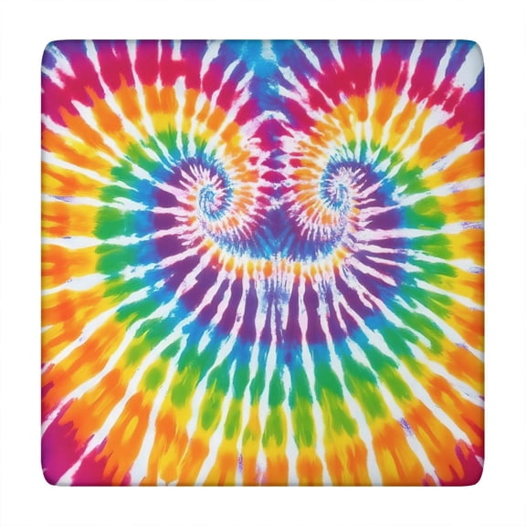 Colorful Rainbow Tie Dye Spiral Pattern Square Fitted Tablecloth with Elastic Edge,Square Table Cover,Washable Elastic Table Cover for Home Kitchen Party Decor 34"x34"