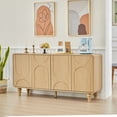 thumbnail image 4 of Wirrytor Mid Century Modern Sideboard Buffet Cabinet with Fluted Doors, Small Farmhouse Credenza with Adjustable Shelves Modular Storage Cabinets, Entryway Cabinet with Drawer and Adjustable Shelves, 4 of 7