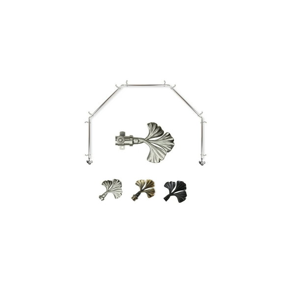 Modern Single Curtain Rod - 13/16 Inch Black Bay Window Rod - Corner Drapery Hardware