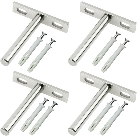XIBUFE 2026 New 4 Pcs 3 Inch Floating Shelf Bracket Blind Shelf Bracket Hidden Brackets for Floating Wood Shelves - Screws and Wall Plugs Included