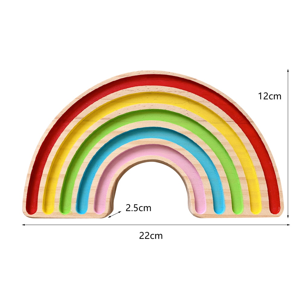 Wooden Rainbow Building Blocks Home Decoration Props Ornaments Kids Room Toys 