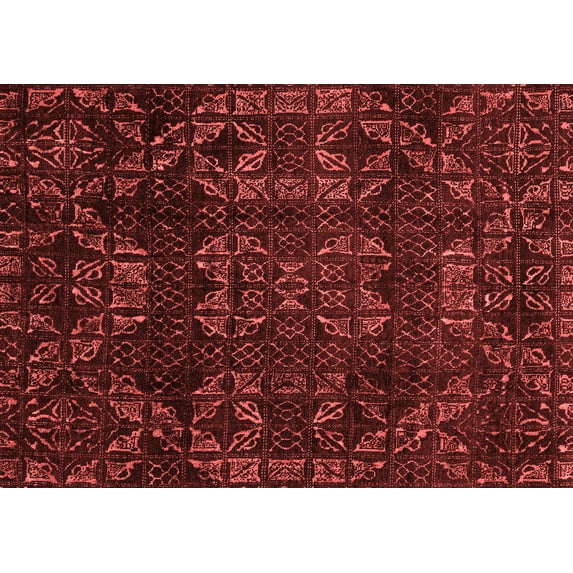 Ahgly Company Indoor Rectangle Abstract Red Modern Area Rugs, 5' x 8'